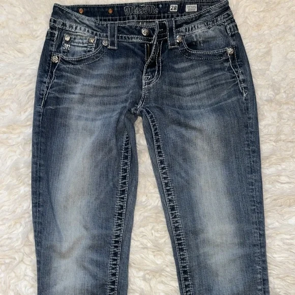 Miss Me Fleur De Lis Skinny Denim, Size 28 - Picture 3 of 16